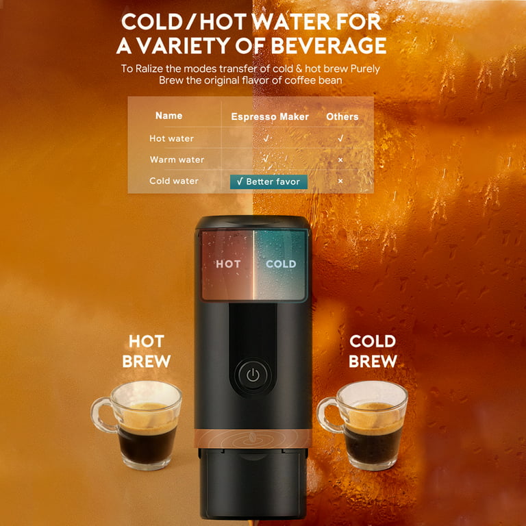 Portable Espresso Maker - 20 Bar Pressure, Fast Heating - USB Type-C  Rechargeable - Compatible with Ground coffee and NS Pods