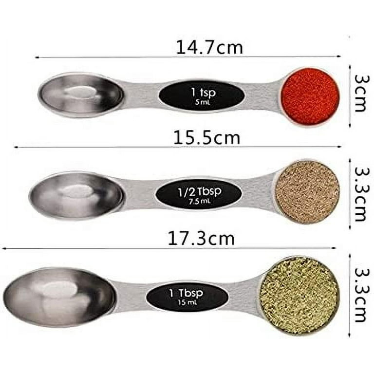CHWAIKA Magnetic Measuring Spoons Set of 7 Stainless Steel Double Sided Nesting Teaspoon Tablespoon for Measuring Dry Liquid Ingredients