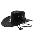 thumbnail image 3 of Western Rhinestone Cowboy Hats for Women Classic Wide Brim Fedora Hat with Belt Buckle Retro Hat Unisex Rolled up Cap, 3 of 6