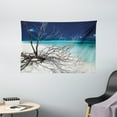 thumbnail image 1 of Driftwood Decor Tapestry, Seascape Theme Driftwood on the White Sandy Beach Digital Image, Wall Hanging for Bedroom Living Room Dorm Decor, 60W X 40L Inches, Turquoise and Blue, by Ambesonne, 1 of 2