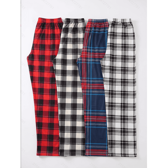 4pcs, Teenager'S Plaid Pants, Spring/Summer Fashion Trends, for Outdoor, For Teenager