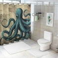 thumbnail image 7 of Orinice  Vintage Nautical Octopus Shower Curtain Navy Blue Mermaid Funny Ocean Kraken Shower Curtains for Bathroom Anchor Coastal Map Waterproof Fabric Bath Curtain Decor with Hooks 60x72, 7 of 7