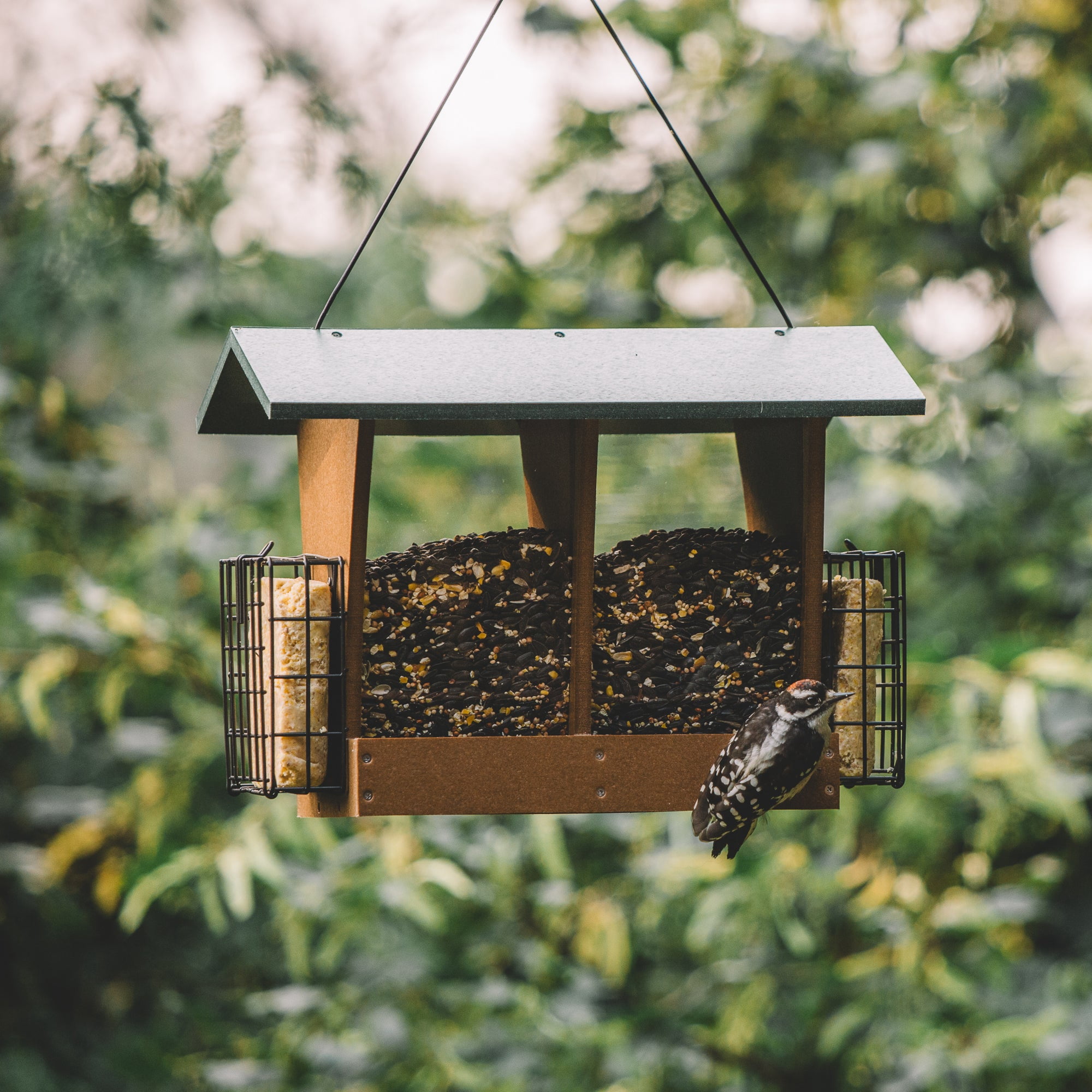 Backyard Expressions REDWOOD Plastic Lumber Bird Feeder w/ Suet Cages