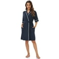 thumbnail image 3 of ANLIQI Womens Bamboo Rayon Short Robes Lightweight Kimono Cotton Robe Soft Knit Bathrobe Ladies Loungewear with Pockets(Navy Blue,M), 3 of 5