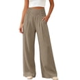 thumbnail image 2 of ClodeEU Women's High Waist Side Button Wide Leg Pants ,Casual Loose Palazzo Trousers with Pockets ,Women's Plus XXXL, 2 of 5