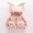 thumbnail image 2 of EnJoCho Baby Girls Winter Bun𝗇y Ear Hooded Jacket Bow Bag Set Toddler Strawberry Print Thick Warm Puffer Down Coat Outerwear Parka Snowsuit, 2 of 7