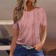 thumbnail image 2 of Tops de Manga Corta de Algodón para las Mujeres, Estampado Cuello Redondo Suéter Blusa de Moda para el Hogar Y el Uso Diario, 2 of 5
