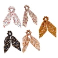 thumbnail image 4 of 5pcs Vintage Floral Printed Hair Scrunchies Long Bow Knotted Hair Ribbon, 4 of 9