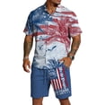 thumbnail image 2 of Men's 2 Piece Summer 4th of July Outfits Button Down Short Sleeve Shirt and Shorts Textured Summer Set, 2 of 6