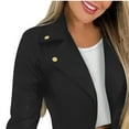 thumbnail image 6 of jtjvou Women's Cropped Jackets Lightweight Lapel Collar Long Sleeve Short Jacket with Pockets Fall Winter Coats Black L, 6 of 6