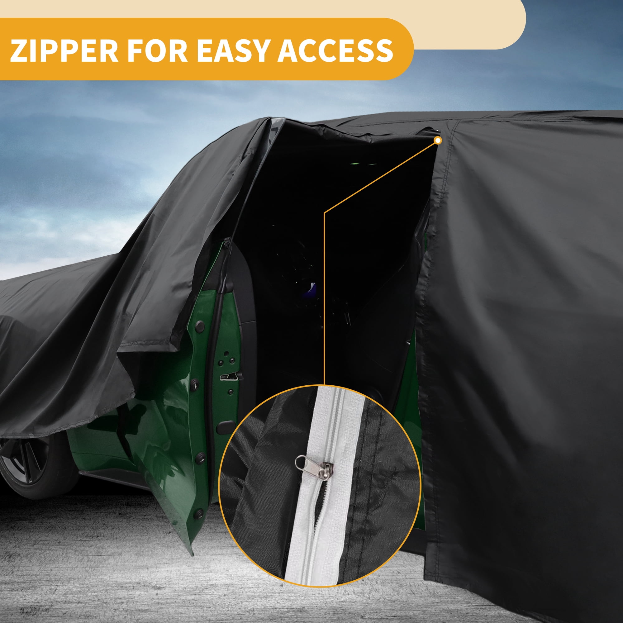 Unique Bargains Car Cover with Reflective Strips 155.51"x68.9"x53.15"