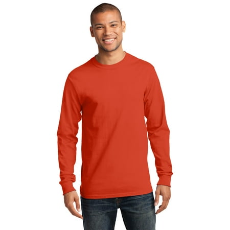 Port & Company Long Sleeve Essential T-Shirt. Orange. 4XL.