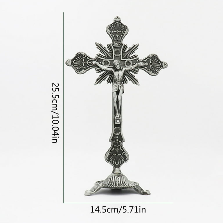 Whoamigo Metal Vintage Cross Figurine, Jesus Crucified