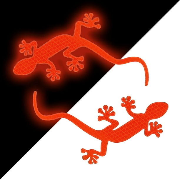 Calcomanías de duración Camaleony 2 Pzas Rojo Gecko Reflectantes Adhesivo resistente VentDepot