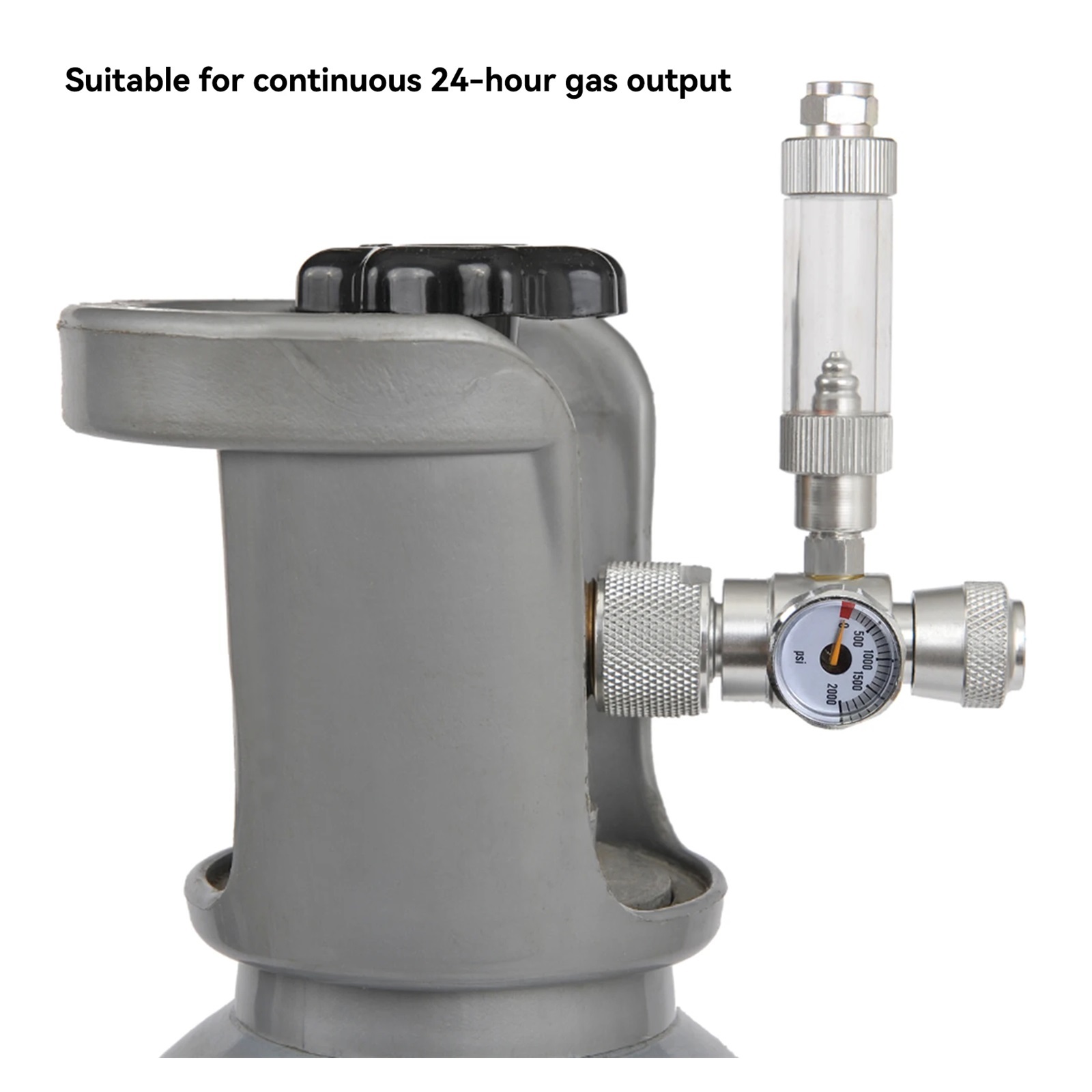 CO2 flow Regulator Needle Valve with Mini Gauge 0-2000PSI Gas flow Rate Control W21.8 Thread ,Durable Brass Construction