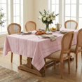 thumbnail image 5 of Sm:)e Fabric Openwork Farmhouse Style Linen Tablecloth 60x104 Inch, Yarn-Dyed Woven Table Cover for Dining Decor, Rectangle, Pink, 5 of 6