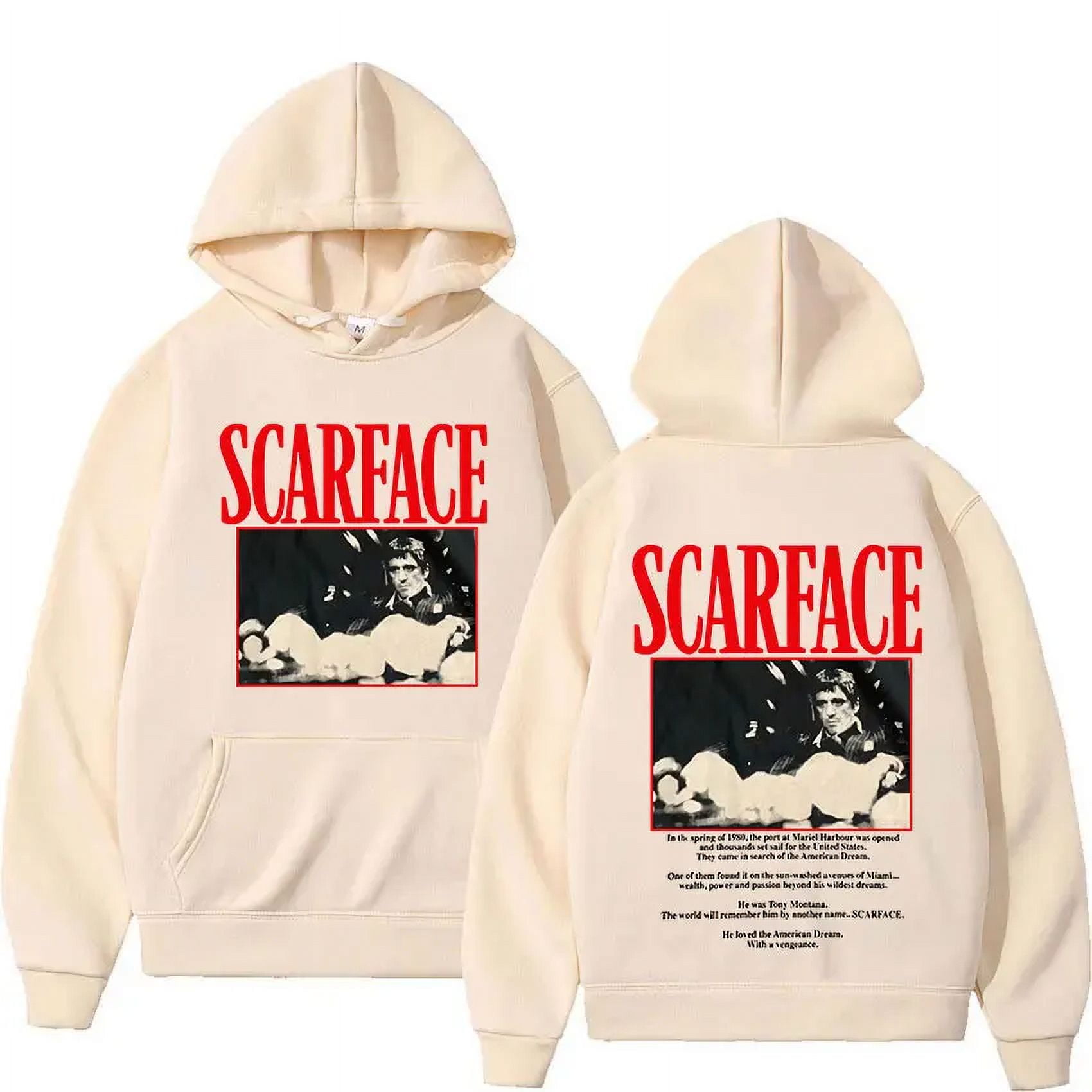 Sudadera con capucha de Tony Montana para hombres y mujeres ropa de calle de lana suelta sudadera de manga larga Vintage Hip Hop Scarface de la pelicula clasica de los 90