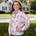 thumbnail image 3 of Uorisanigo Girls Half Zip Sweatshirt Fashion Quarter-Zip Pullover Jacket Oversized Strawberry Elephant Sweatshirts Long Sleeve Workout Shirts Pullover Jackets for Fall Winter Spring, 3 of 7