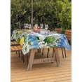 thumbnail image 3 of Outdoor Tablecloth with Umbrella Hole for Patio/Picnic/Party/Camping, Summer Lemon Waterproof Table Cloth Rectangle Table Cover Washable, Coastal Starfish Shells Pastoral Floral Blue Plaid (54"x 80"), 3 of 8