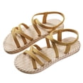 thumbnail image 2 of Sandals On Clearance, Summer Sandals Summer Ladies Sandals Imitation Straw Espadrille Flat Beach Flat Sandals Womens Sandals, 2 of 5