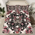 thumbnail image 2 of Manfei Halloween Skeleton Twin Sheet Sets,Retro Damask Print Twin Fitted Sheet,Pink Flower Floral Flat Sheet For Children,Ultra Soft Home Decor,3 Pieces, 2 of 7