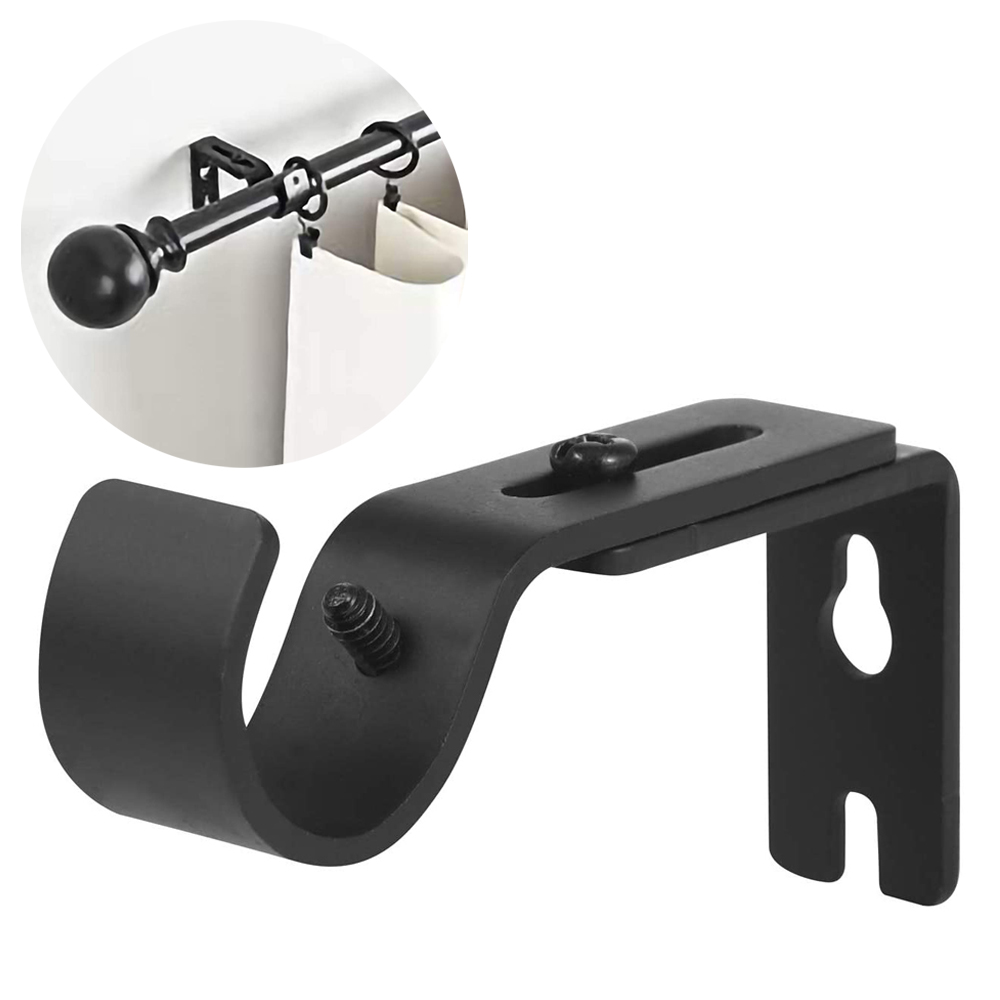 1Pcs Black Adjustable Curtain Rod Brackets Premium Steel Rod Bracket