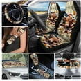 thumbnail image 2 of Yuyamidu Highland Cow Car Seat Cover Set with Steering Wheel Cover American Flag Seat Belt Covers Daisy Rearview Mirror Cover Cup Coasters Car Sun Visor Key Chain Gear Shift Knob Cover, 16 PCS, 2 of 7
