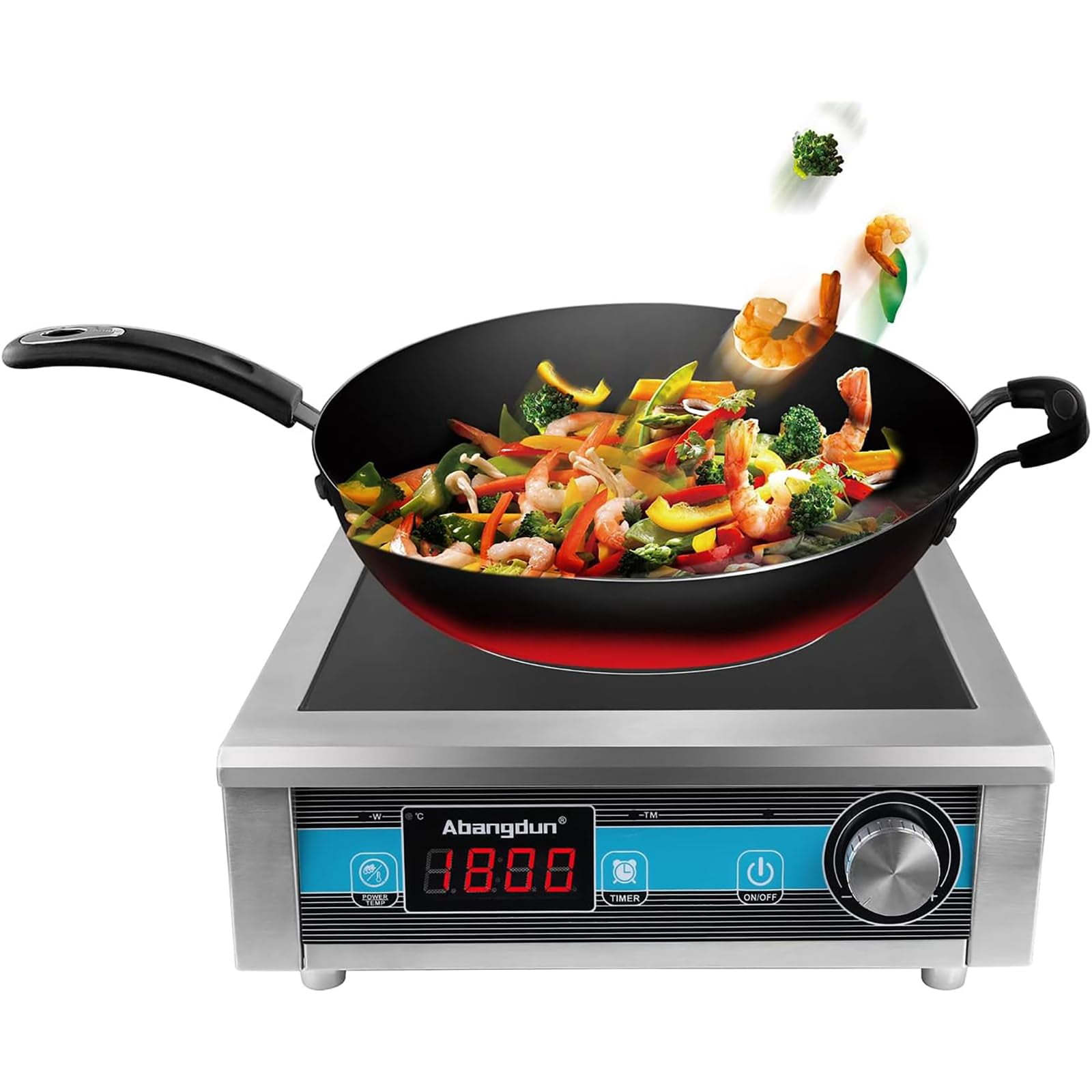 Abangdun 1800W 85V~120V 2026 New Induction Cooktop Commercial Grade Countertop Burner 9 Inch Heating Coil Hot Plate Electric Stove