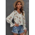 thumbnail image 4 of ABPHQTO Blusa con botones y cuello en V con estampado floral verde para mujer, 4 of 5