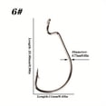 thumbnail image 6 of 25pcs Fishing Hooks Worm Hooks Bass Hooks Crank Hook, 2X Senko Texas Fishing Hooks Fishing Tackle For Bass Trout Saltwater Freshwater, Size: 8# 6# 4# 2# 1# 1/0 2/0 3/0 4/0 5/0, 6 of 10