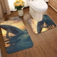 thumbnail image 2 of Xecao Sunset Ocean Whale 2-Piece Vintage Seamless Anti-Skid Mat Set, featuring a stylish pattern for a safe and elegant toilet rug experience, 2 of 6