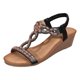 thumbnail image 1 of Bmisegm Women's Summer Fashion Solid Color Rhinestone Wedge Sandals Open Toe Elastic Outdoor Sandals Womens Sandals Summer Black 8, 1 of 9