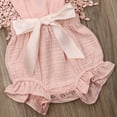 thumbnail image 4 of Infant New Born Girls Pure Romper with Ruffled Sleeves Big Bow, 4 of 9