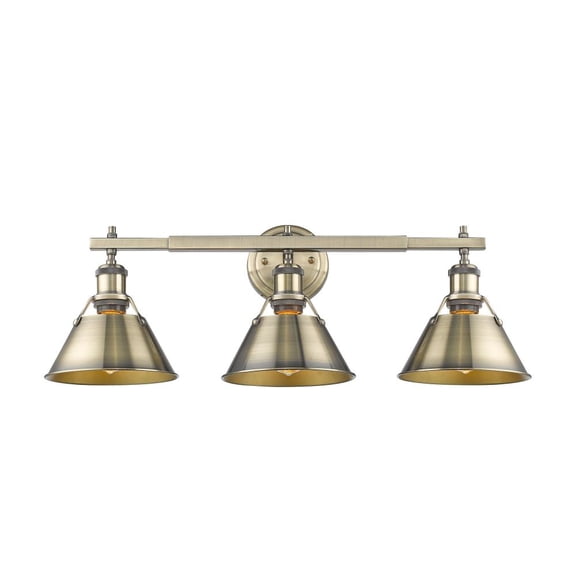 Yep by Golden Lighting Orwell 3-light Vanity in Aged Brass
