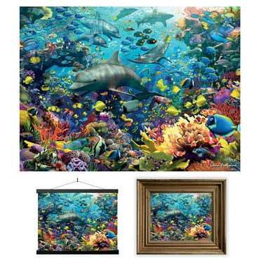 3D LiveLife Lenticular Wall Art – Dolphin Delight from Deluxebase Unframed 3D Ocean Poster Decor