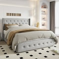 thumbnail image 2 of Einfach Queen Size Lift up Platform Storage Bed Frame with Fabric Upholstered Wingback Button Tufted Headboard, Light Gray, 2 of 10