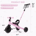 thumbnail image 6 of Wisairt 5-in-1 Toddler Tricycle with Push Handle for 1-3 Years, Toddler Bike, Kids Trike, Balance Bike with Adjustable Seat & Handlebar, Pink, 6 of 8
