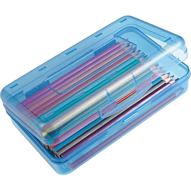 Caja para lápices de plástico de colores WEIHJMXG gran capacidad transparente con tapa hermética