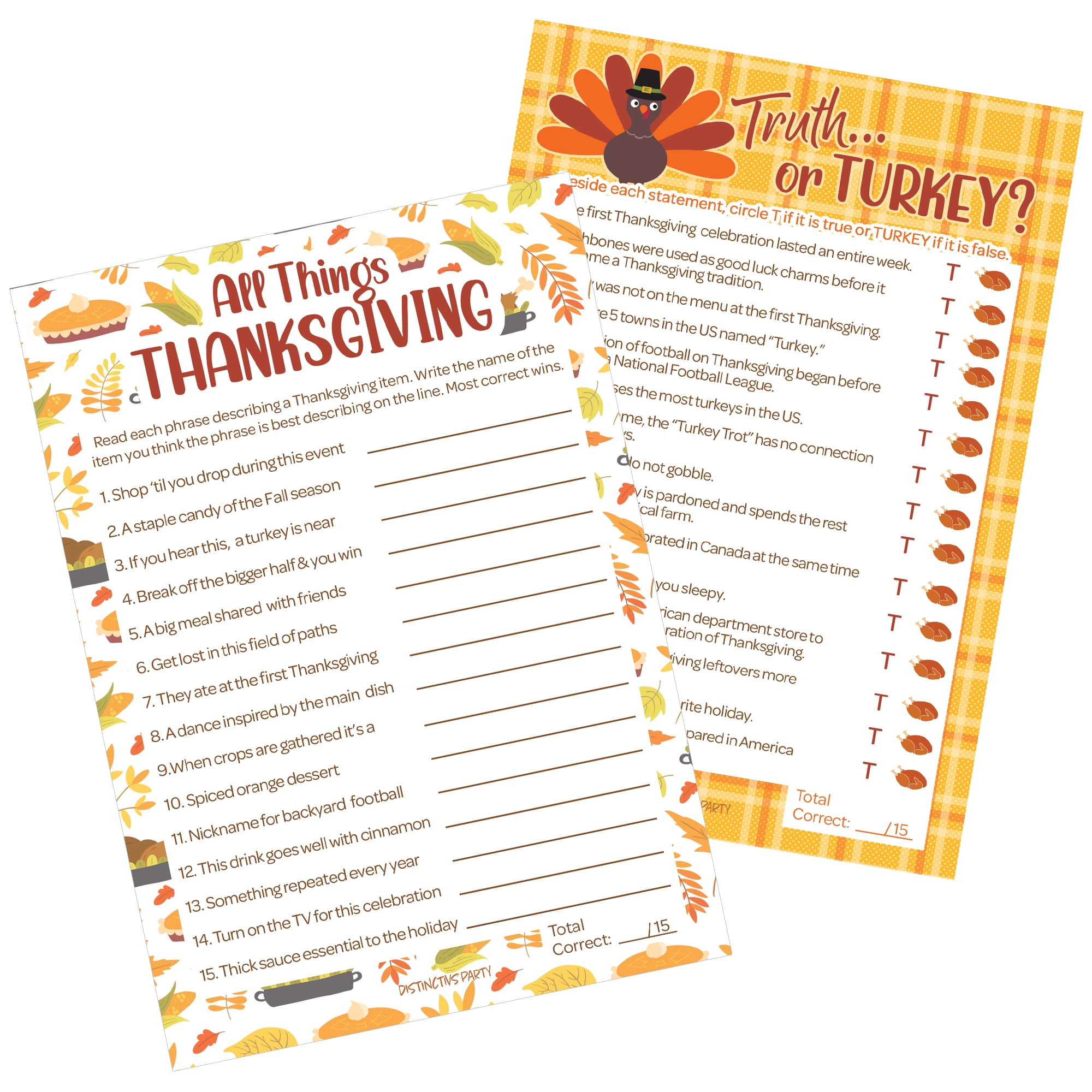 Thanksgiving Party Game Bundle – Truth or Turkey and All Things ...