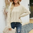 thumbnail image 2 of GigrtiJin Knitted Sweaters for Womens Long Sleeve Round Neck Hollow out Pullover Top Comfy Casual Loose Sweater Blouse, 2 of 7