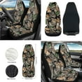 thumbnail image 2 of Yuyamidu Camo Hunting Front Car Seat Covers Full Set of 12 Wood Steering Wheel Cover Seatbelt Pads Armrest Pad Coasters Garbage Can Rear View Mirror Cover Keychain Air Vent Bag, Universal Fit, 2 of 6