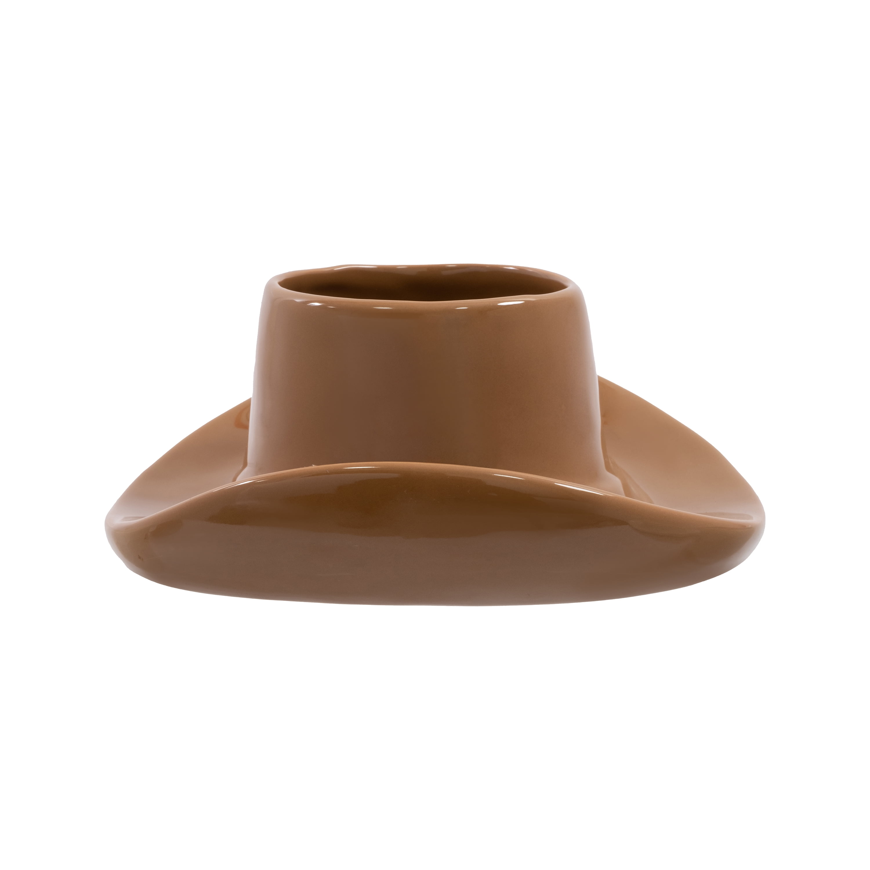 Mainstays Brown Ceramic Cowboy Hat Planter, 6.8 in x 7.1 in x 3.2 in