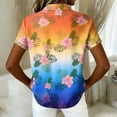 thumbnail image 6 of Minjewel Women's Hawaiian Print Button Down Short Sleeve Shirt with Pocket Casual Summer Beach Vacation Tropical Tops,Saffron,L, 6 of 6