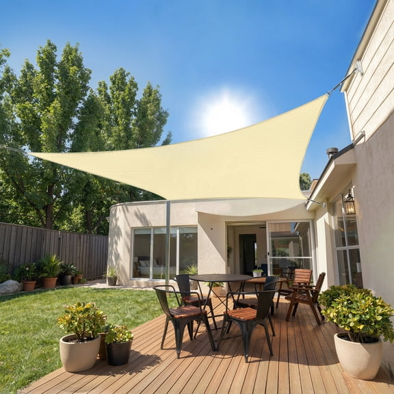 Sun Shade Sail 16' x 20' Rectangle, HDPE Fabric | 95% UV Block, SHADEWIZ Permeable Sunshade for Backyard Yard Deck Patio Garden Outdoor, Beige