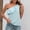 Blue, variant on Njoeus Women Ruffle Off Shoulder Tops Summer Sleeveless Eyelet Shirts Casual Fitted Basic T-Shirt Ladies Dressy Blouse S-XXL