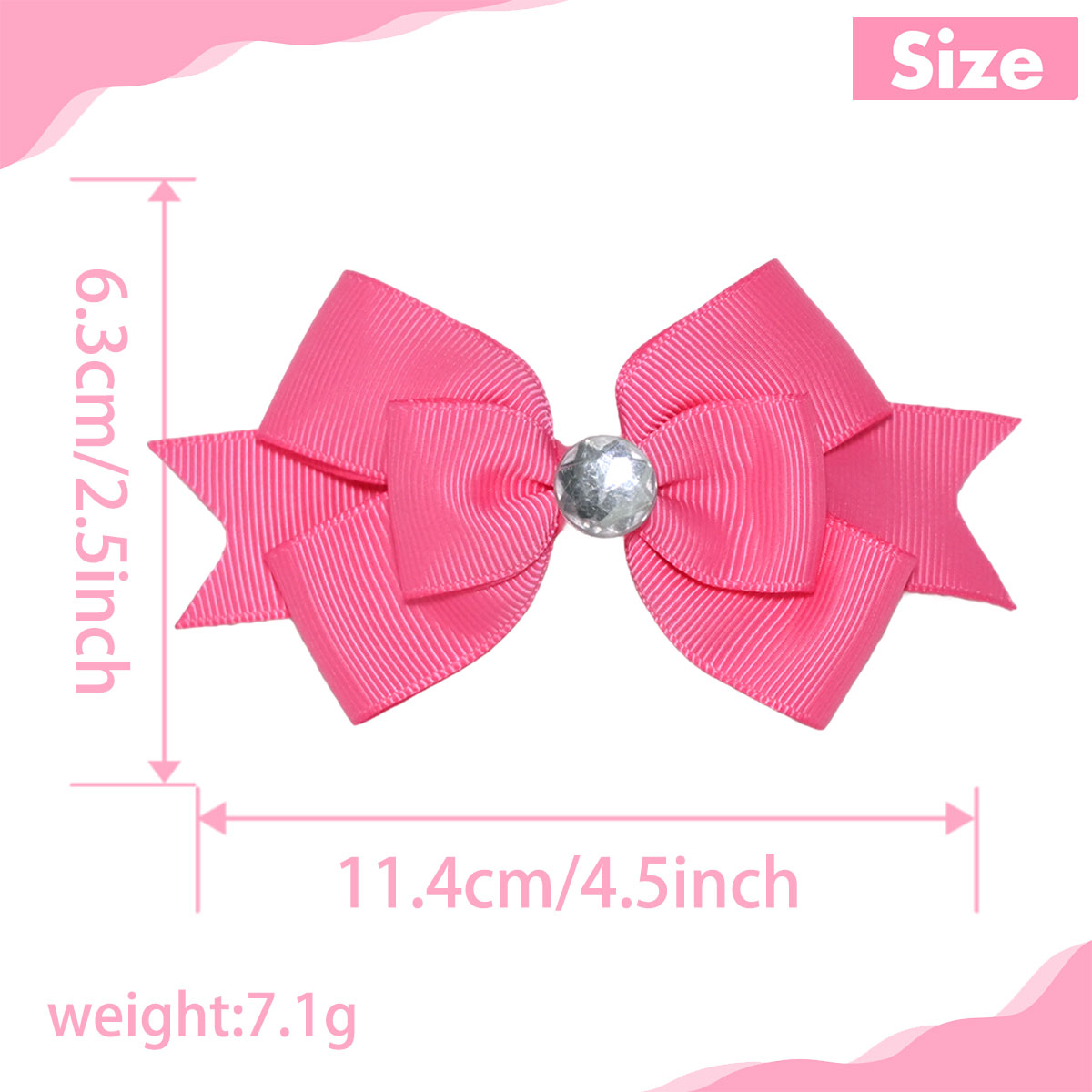 JoyBowie 12 Pcs 4.5 Inch Rhinestone Grosgrain Hair Bows, Alligator Clips for Girls