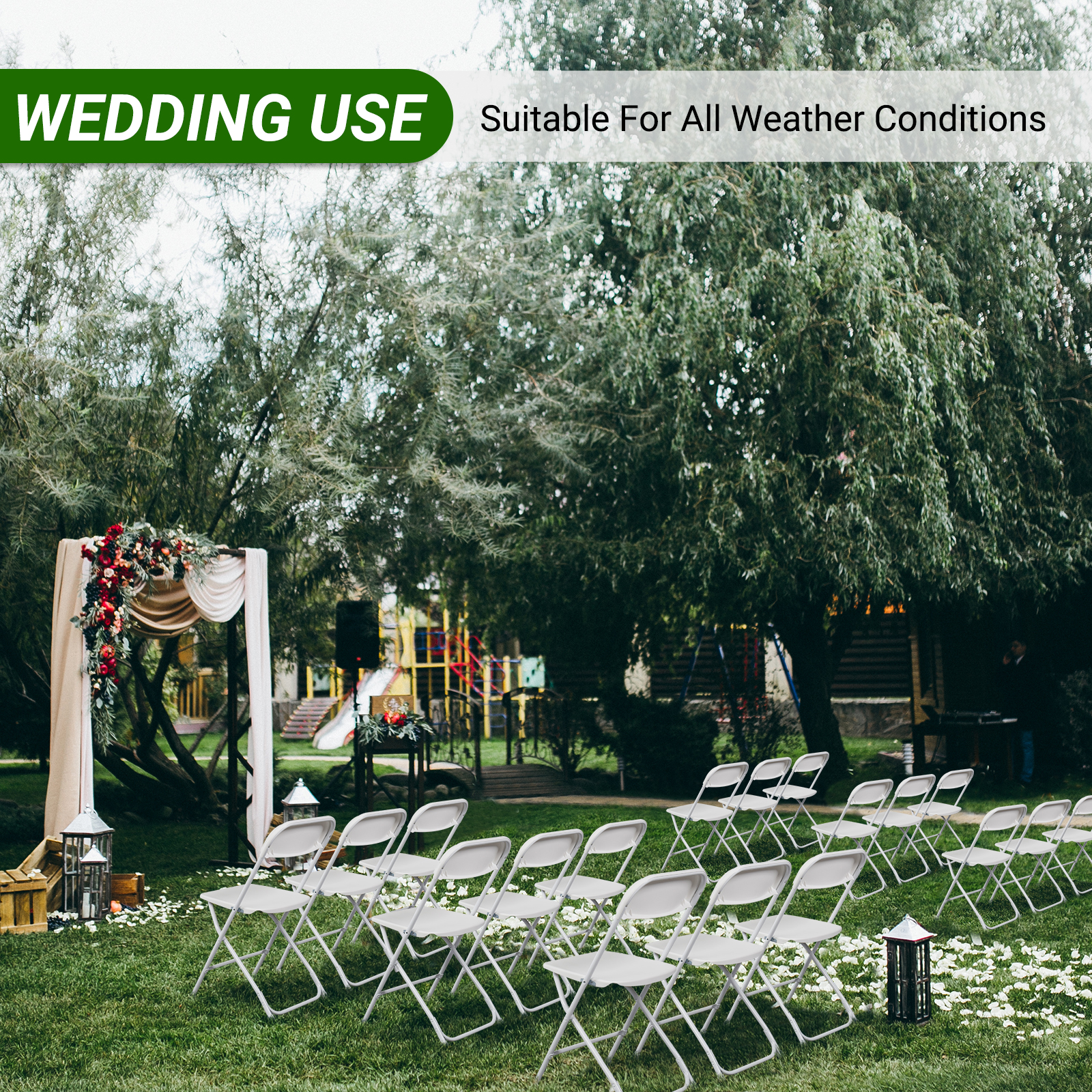 SalonMore Set of 10 Folding Chairs, White photo 7