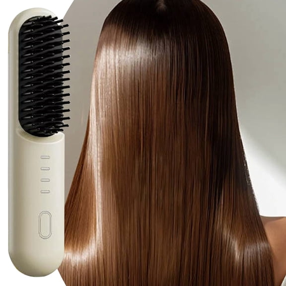 Wireless Negative Ion Straightening Comb for Hair Styling Portable Curling Tool Non Damaging Heat Protectant Lazy Scalding Comb Straight & Curler Purpose