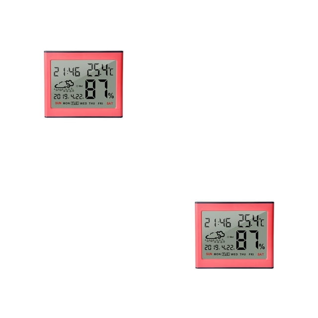 Advancent Termómetro -10-50 ℃ Higrómetro electrónico digital Estación meteorológica Medidor de humedad de temperatura interior con pilas naranja rosa 2piezas
