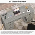 thumbnail image 6 of Vabches 61'' Executive Desk with 5 File Drawers, Wood Workstation with Charging Station & Storage Cabinet for Home Office and Study, 6 of 8